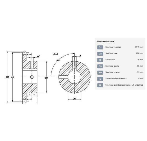 KOŁO ŁAŃCUCH.  1" 16B-1  Z-10   FI-25 MM - [ŁKE010-25]