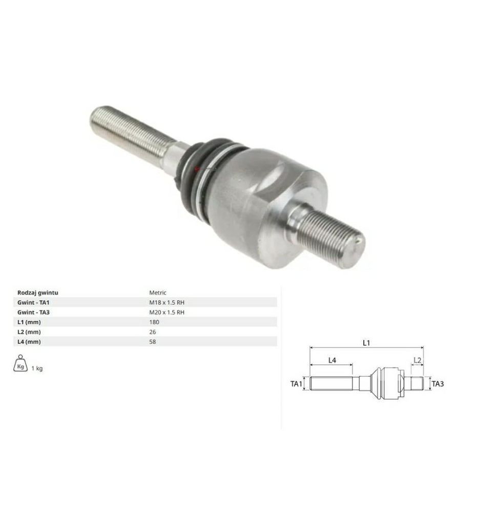 PRZEGUB OSIOWY  GWINT DŁ. M18*1.5 P / M2 - [CCB002]