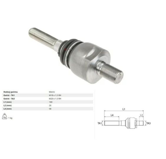 PRZEGUB OSIOWY  GWINT DŁ. M18*1.5 P / M2 - [CCB002]