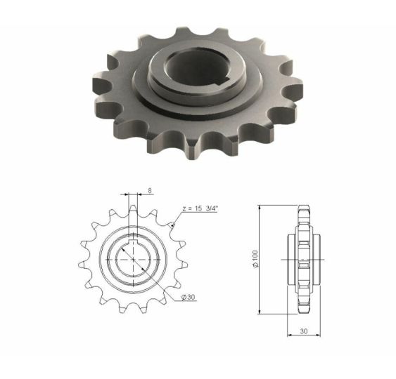 KOŁO ŁAŃCUCH.  3/4" 12B-1  Z-15 FI 30 - [KZ011030]