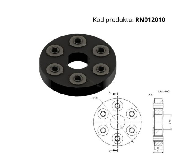 TARCZA MET-GUMOWA  LAN 100  6 OTW. FI-12 - [RN012010]