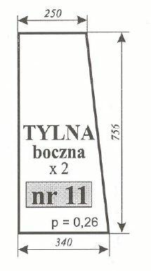 ZETOR 7011 SZYBA TYLNA BOCZNA 756*340